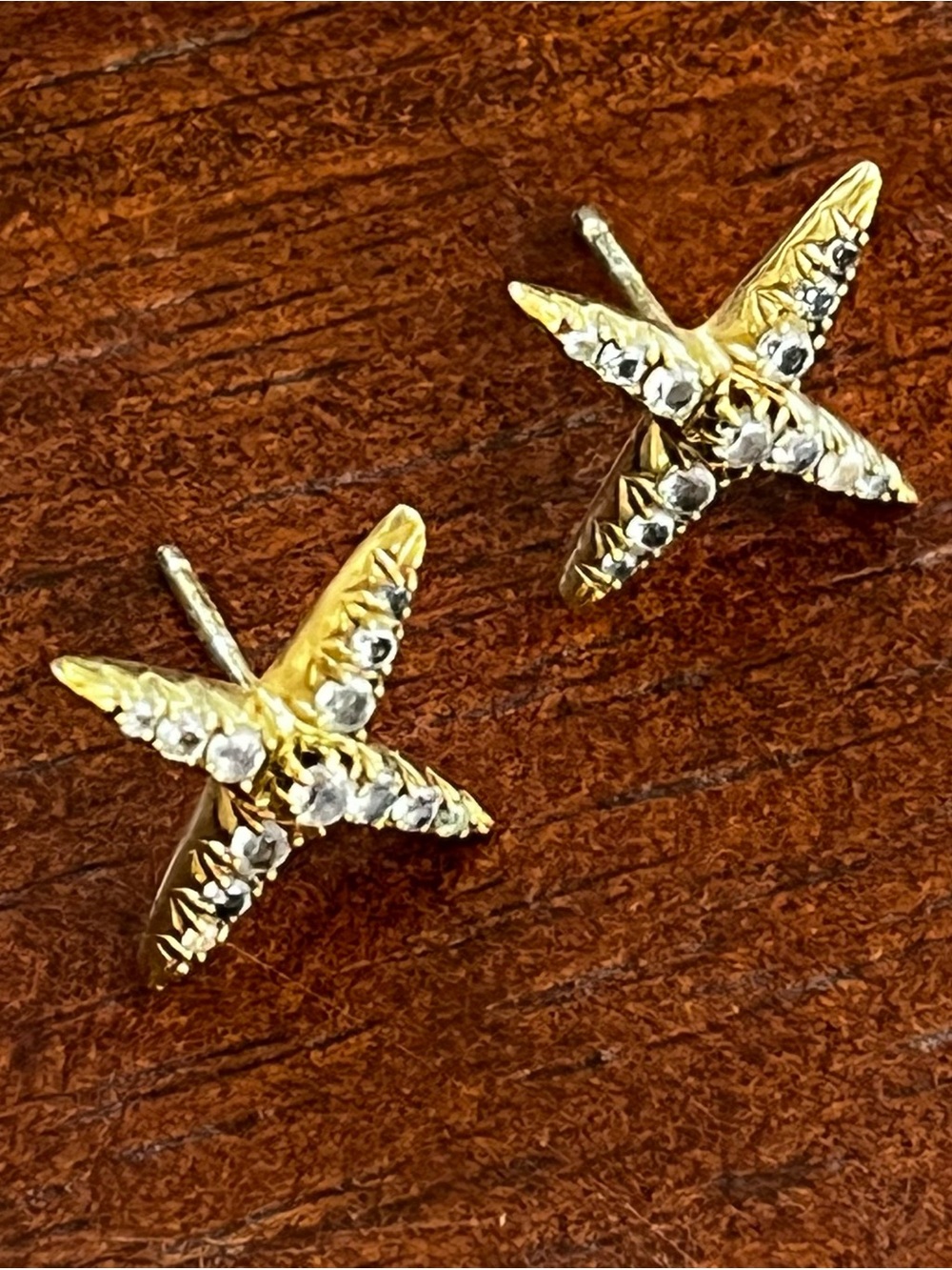 Elizabeth and James Gold X Crystal Stud Earrings